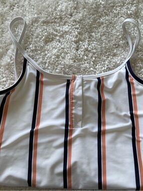 Tavik White One-Piece with Navy and Peach Stripes